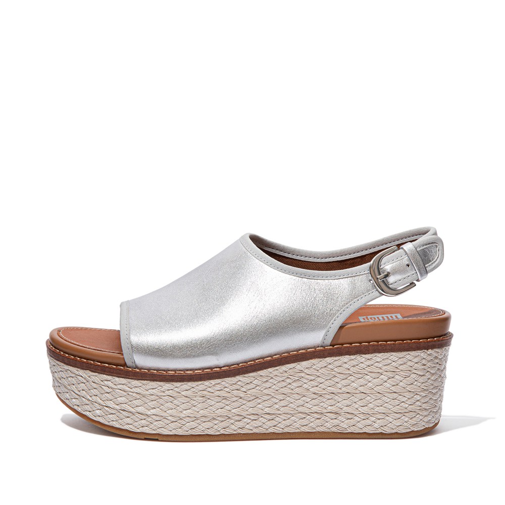 Fitflop Womens Wedge - Eloise Mixed-metallics Back-strap - Silver - 045-QLNRED